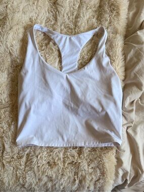 Fabletics White Racerback Crop Sports Bra